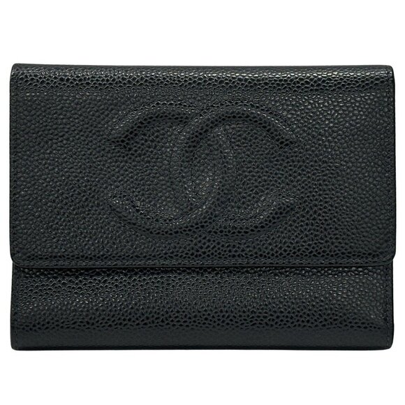 CHANEL Black Caviar Leather Logo Wallet - Picture 1 of 12